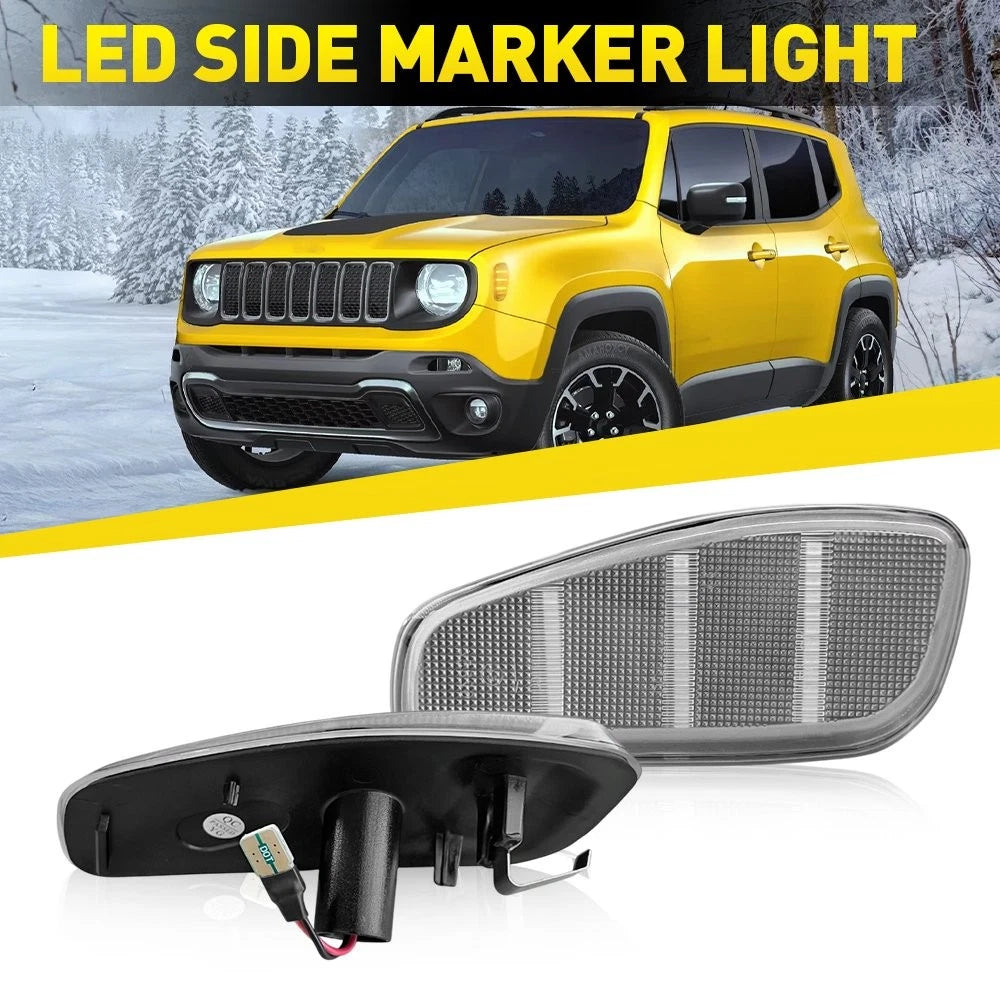 2X Amber LED Side Marker Light Fender Lamp for Jeep Renegade (2015–2023)