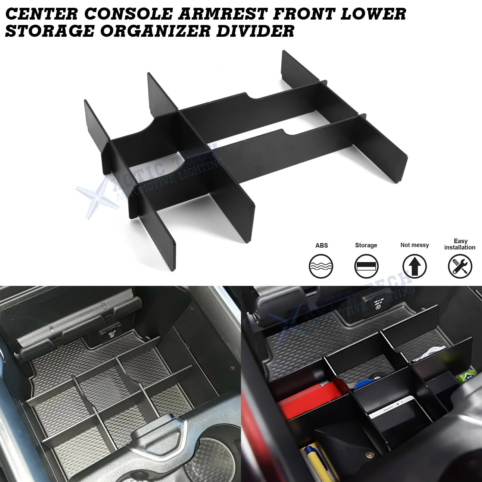 Front Lower Center Console Organizer Divider Kit for Ram 1500/2500/3500 (2019–2025)