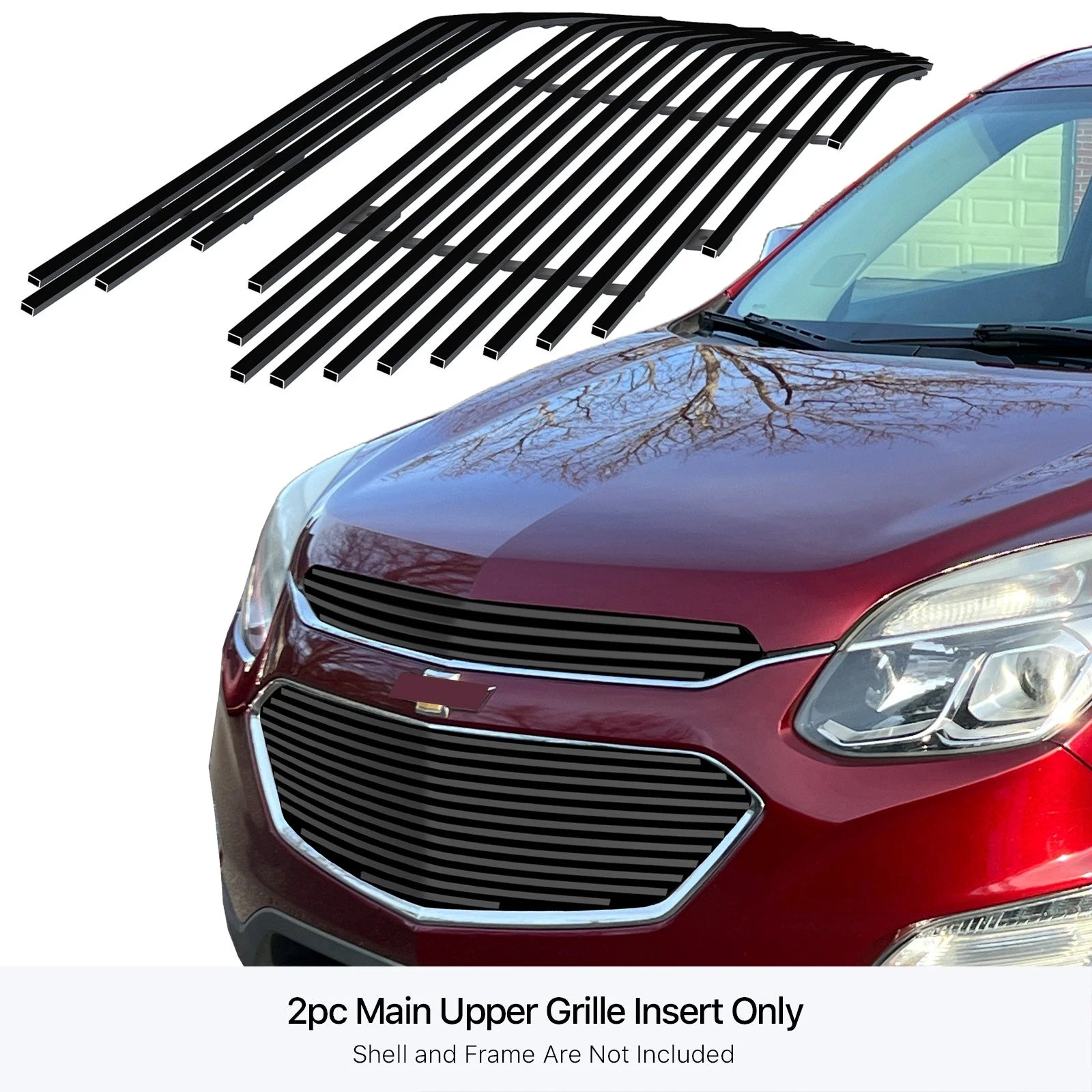 Upper Stainless Black Billet Grille Insert for Chevy Equinox (2016-2017)