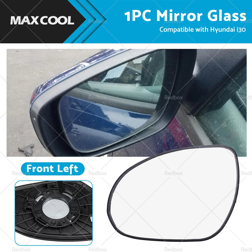 Left Side Mirror Glass with Back Plate for Hyundai i30 (2007–2012)