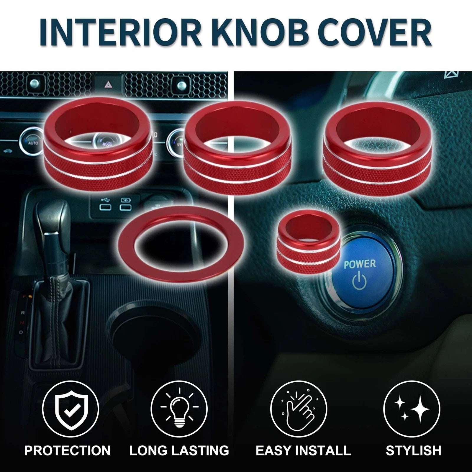 5X AC Media Engine Start Rear View Mirror Knob Cover for Honda CRV (2023)