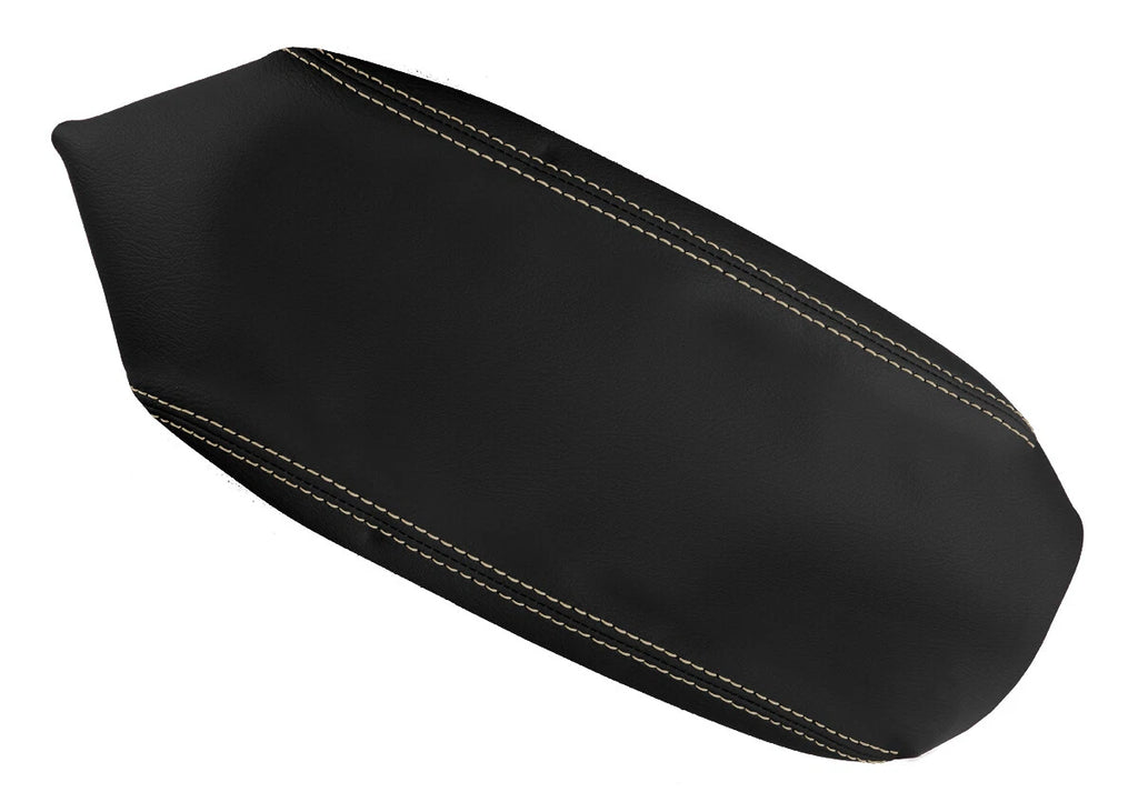 Leather Console Lid Armrest Cover for Dodge Neon (2000–2005) Beige Stitch