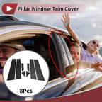 Door Pillar Window Trim for Nissan Bluebird (2015–2021) Black Carbon Fiber