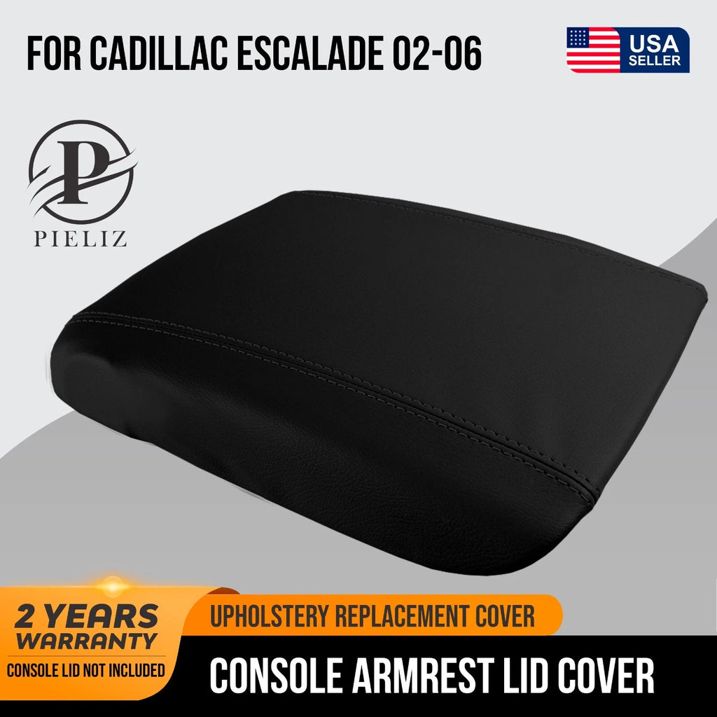 Leather Console Armrest Cover for Cadillac Escalade (2002–2006) Black