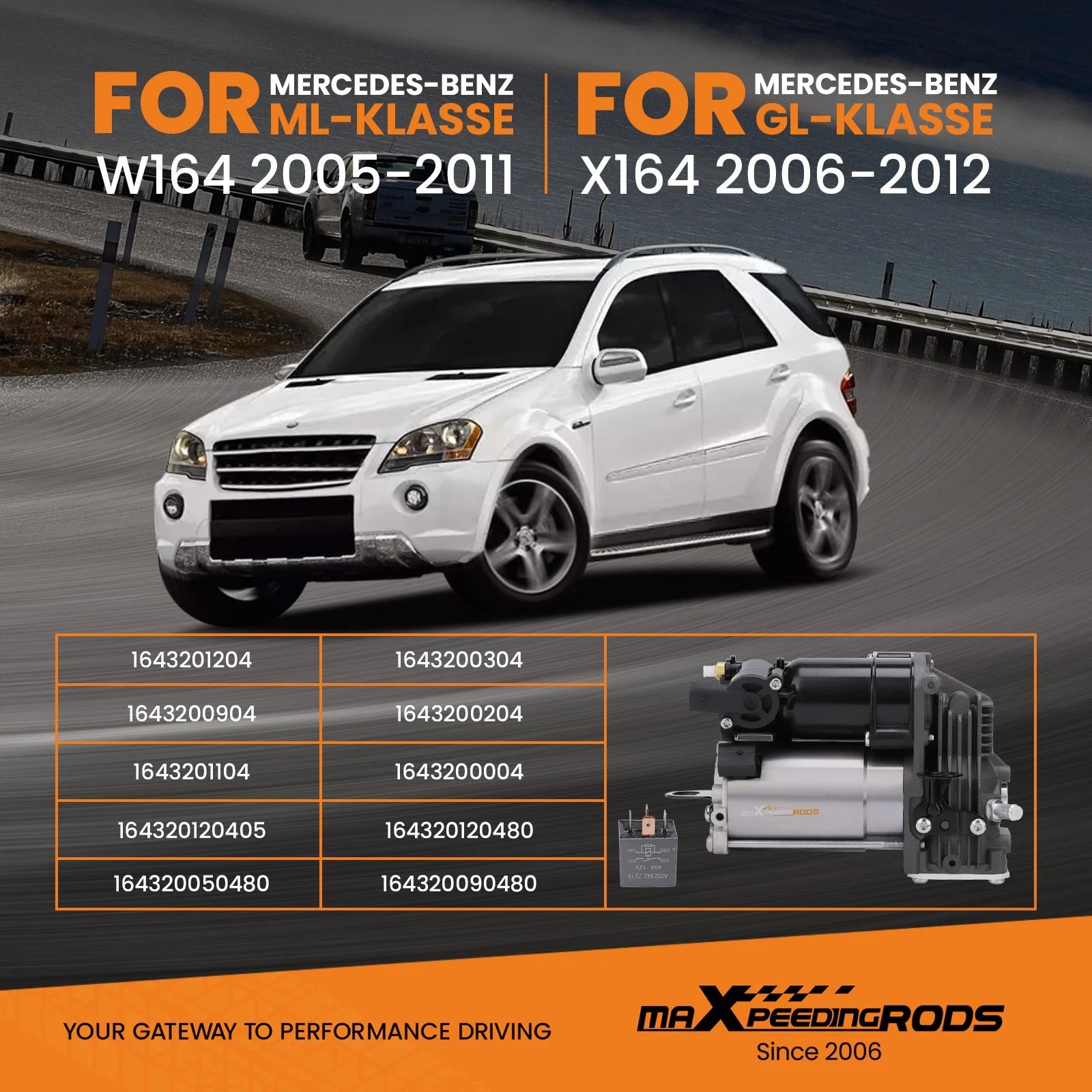 Air Ride Suspension Compressor Assembly for Mercedes GL450 (2007-2012)