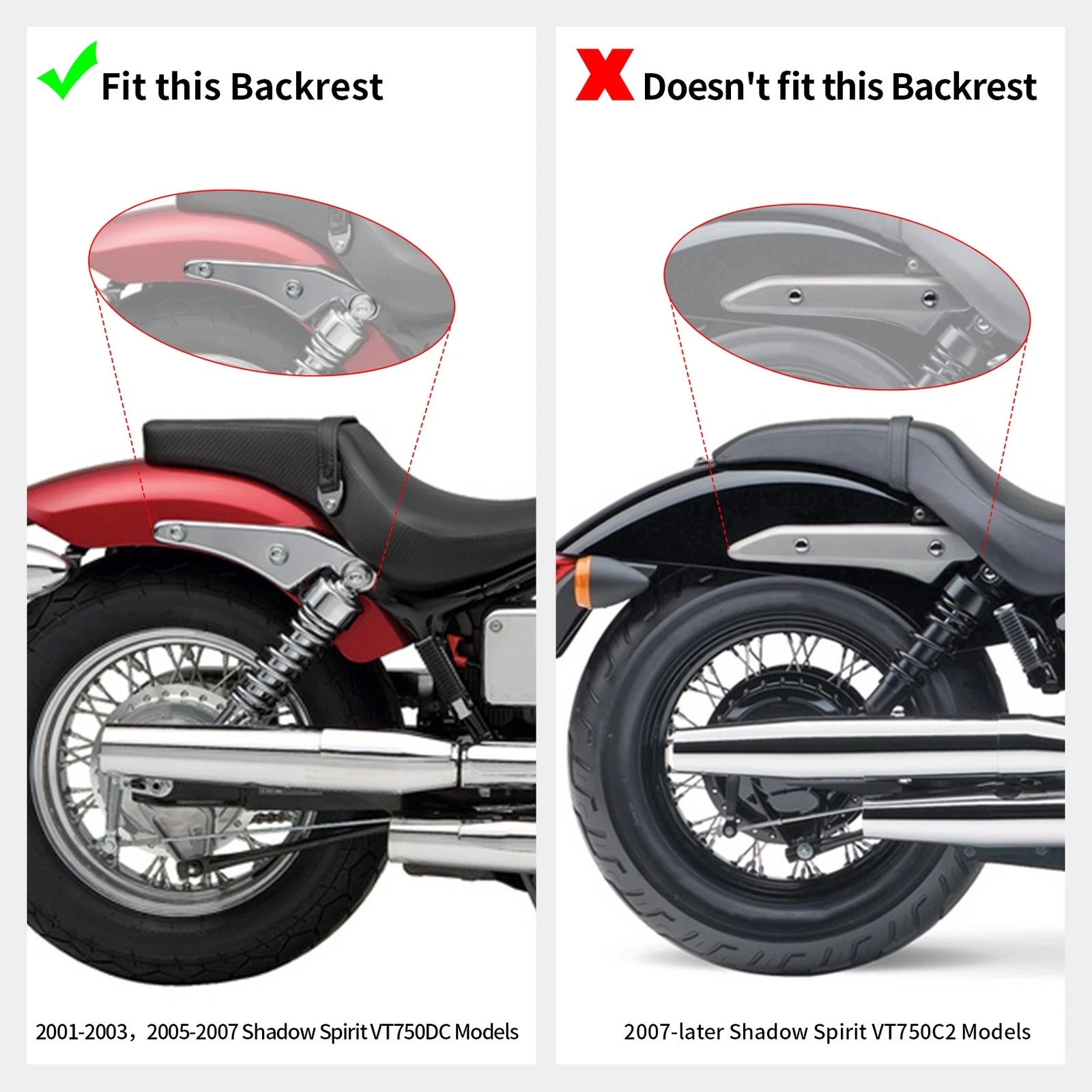 Sissy Bar Luggage Rack for Honda Shadow Spirit VT750DC (2001–2003, 2005–2007)