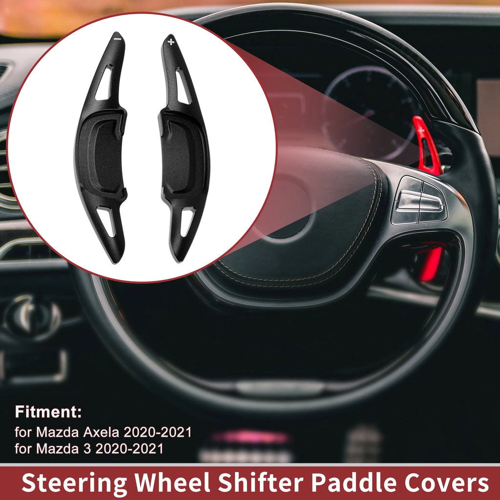 Set of 2 Black Aluminum Alloy Steering Wheel Paddles for Mazda Axela (2020–2021)