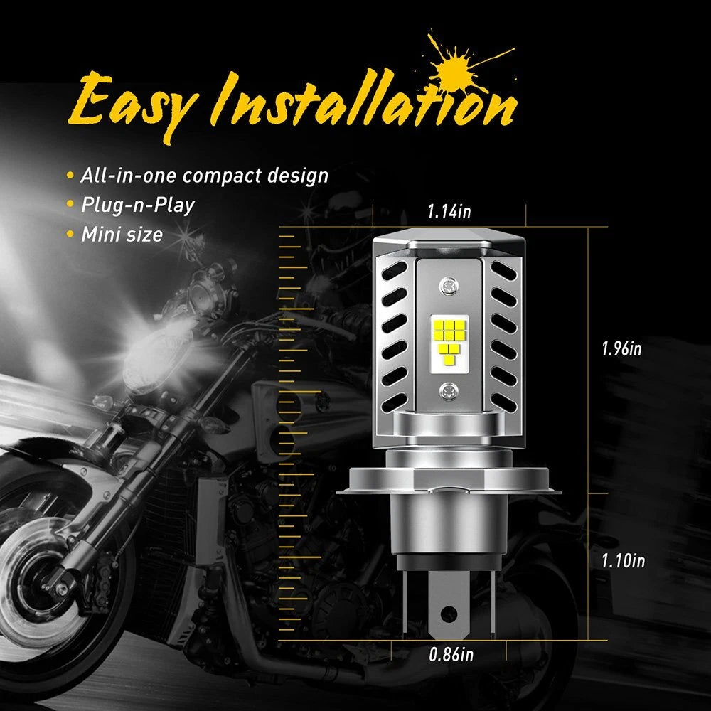 AUXITO H4 9003 LED Headlight Bulb for Motorcycle (Hi/Lo Beam)