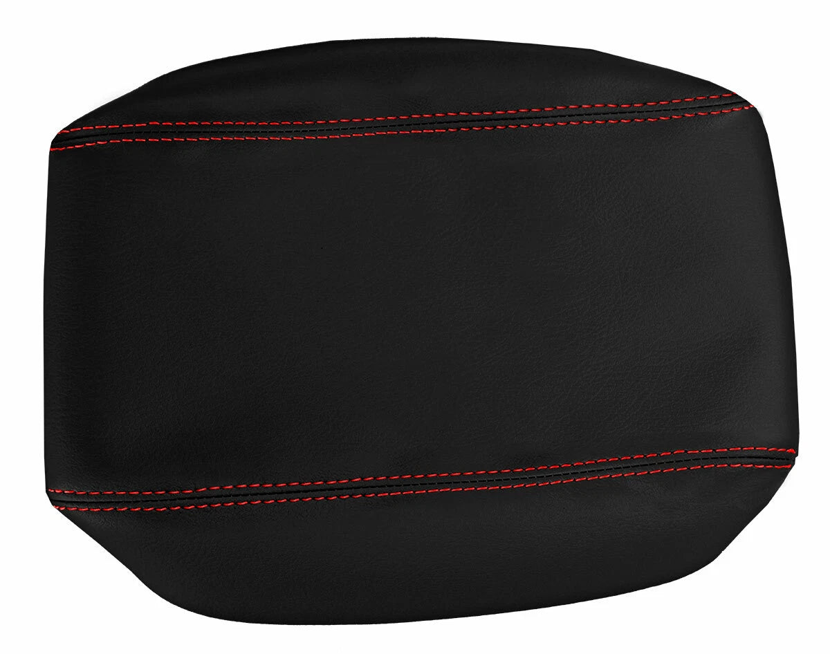 Leather Console Lid Armrest Cover for Toyota Matrix (2003–2008) Red Stitch