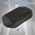 Microfiber Leather Armrest Cover Pad for Honda Civic (2012–2015) Black/Red