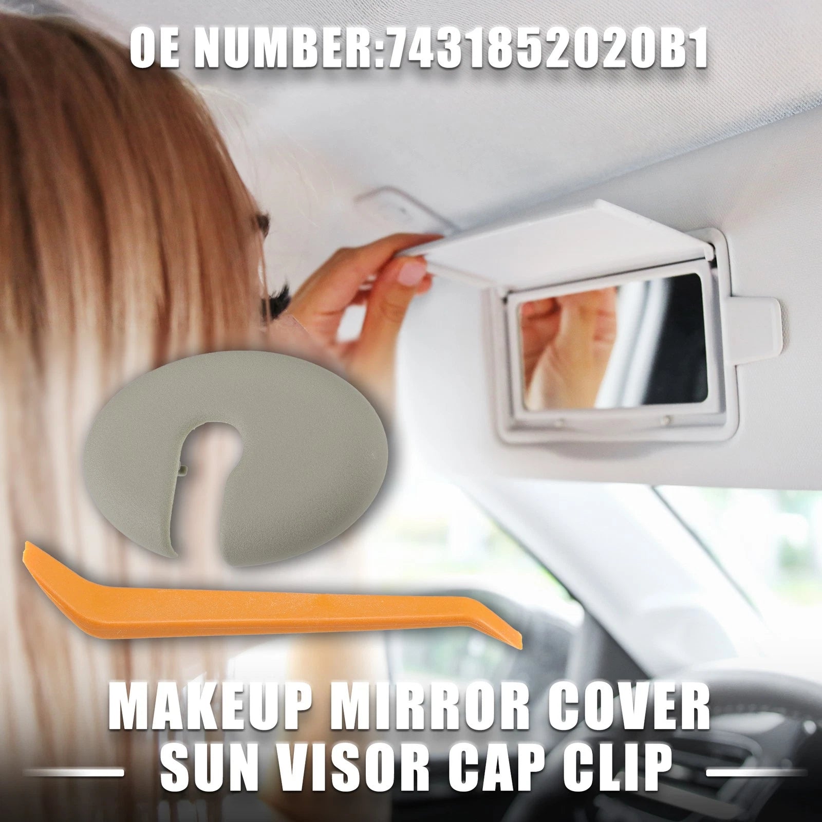 Set of 1 Makeup Mirror Cover Sun Visor Cap Clip for Toyota 