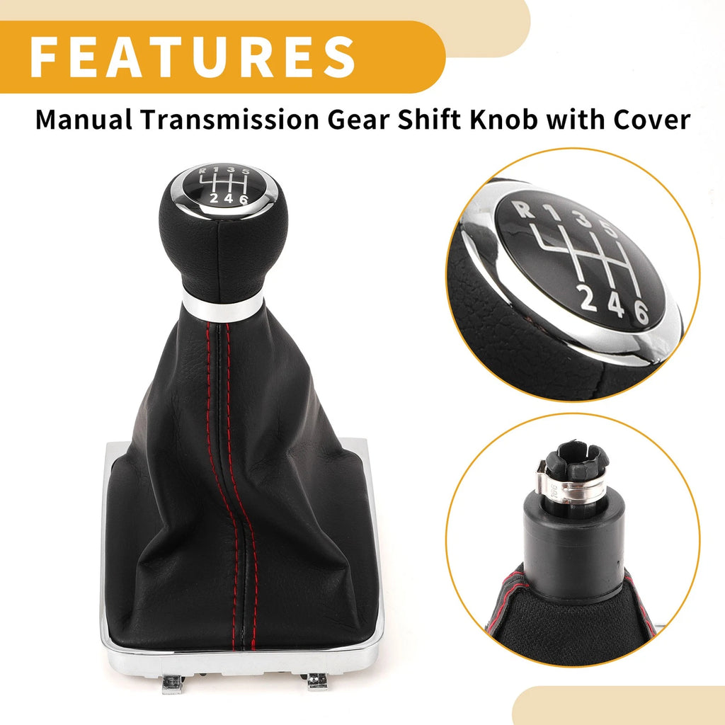 6 Speed Gear Shifter Knob with Cover No. 3C0711113A for VW Passat (2006–2010)