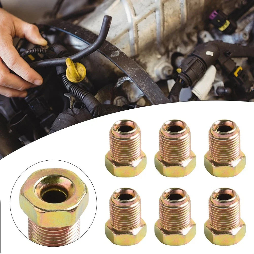 6 x Metric Brake Pipe Fittings Unions Master Cylinder M12x1mm 3/16in for Car