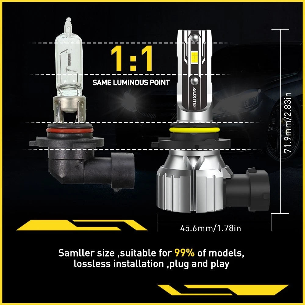 2X 9006 LED Headlight Bulbs for High/Low Beam (80000LM, 6500K)