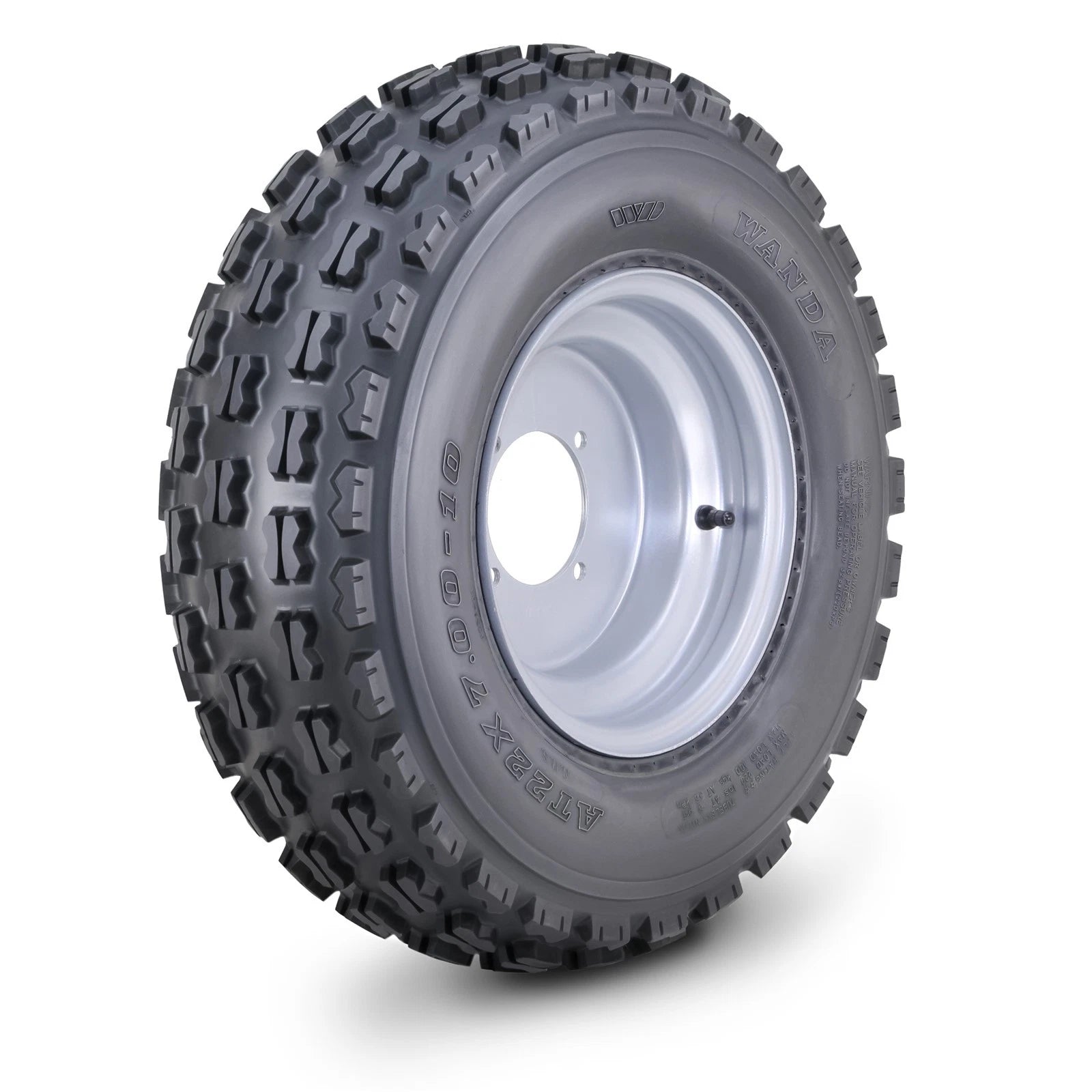 WANDA ATV Tire & Wheel 22X7-10 4/110mm PCD 2+3 Offset Silver Wheel 10077