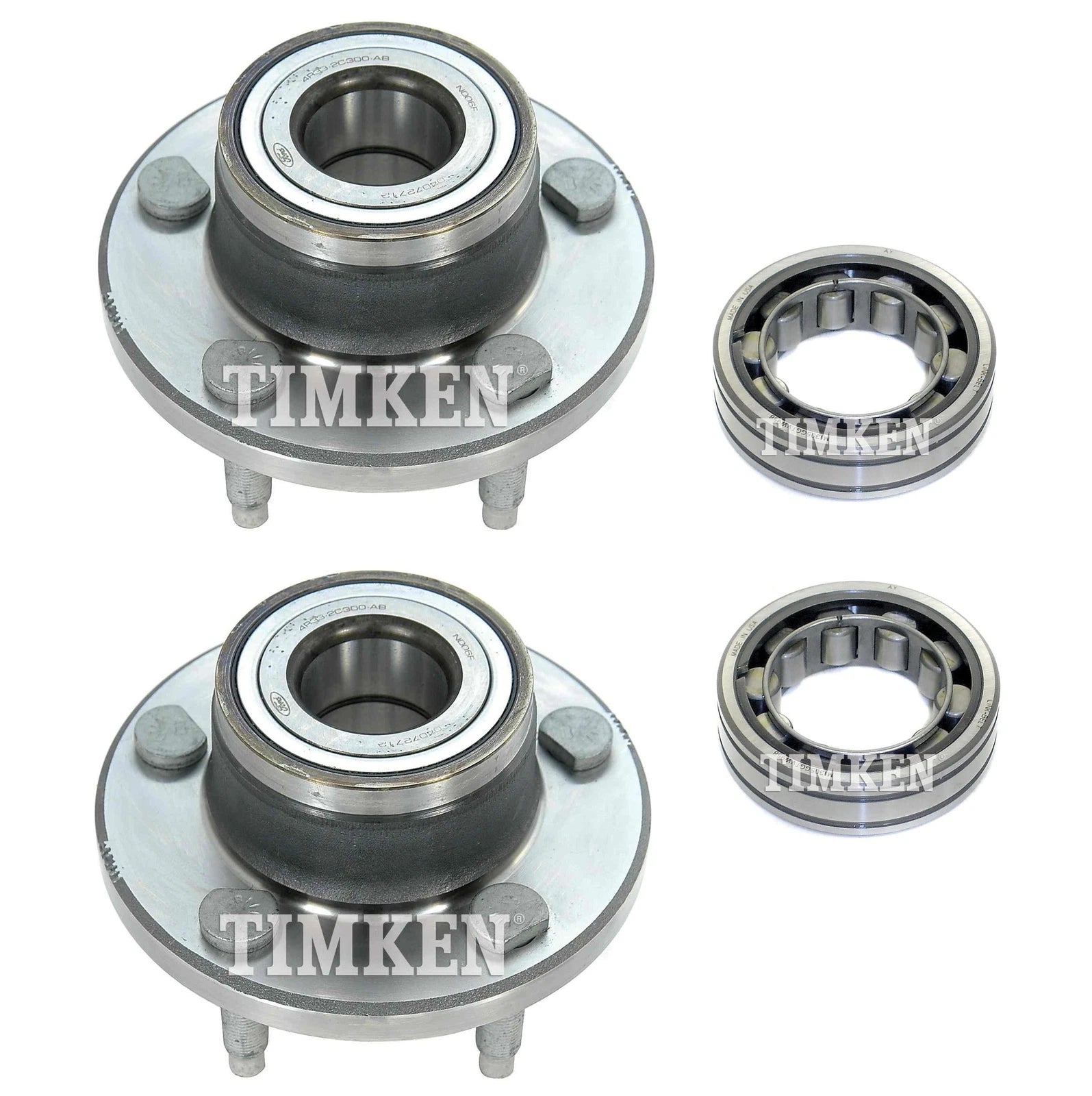 Front and Rear Wheel Bearings & Hubs Kit for Ford Mustang RWD (2005–2009)