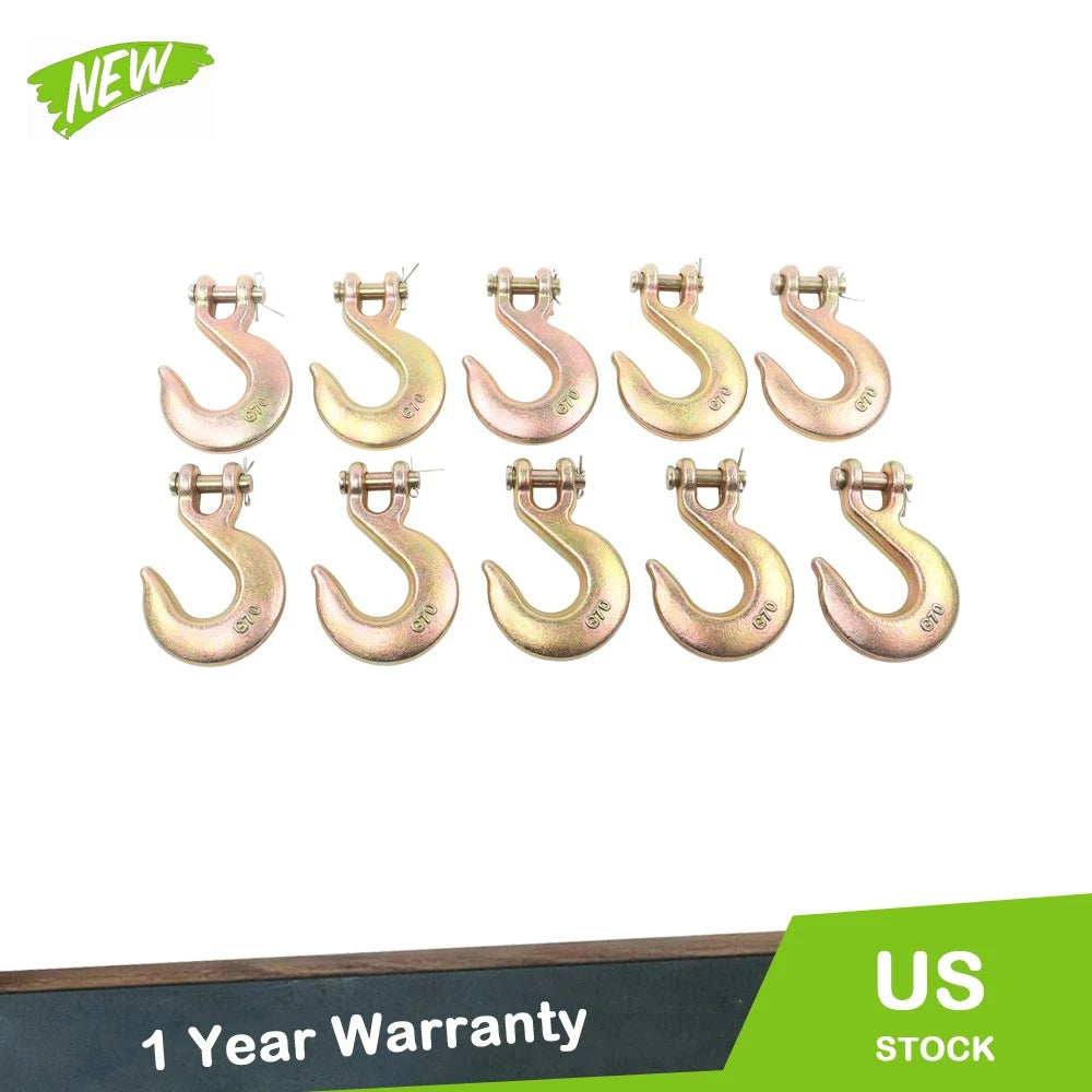 10PCS 3/8" Clevis Slip Hook G70 Tow Chain Hook for Truck Trailer (6000LBS WLL)