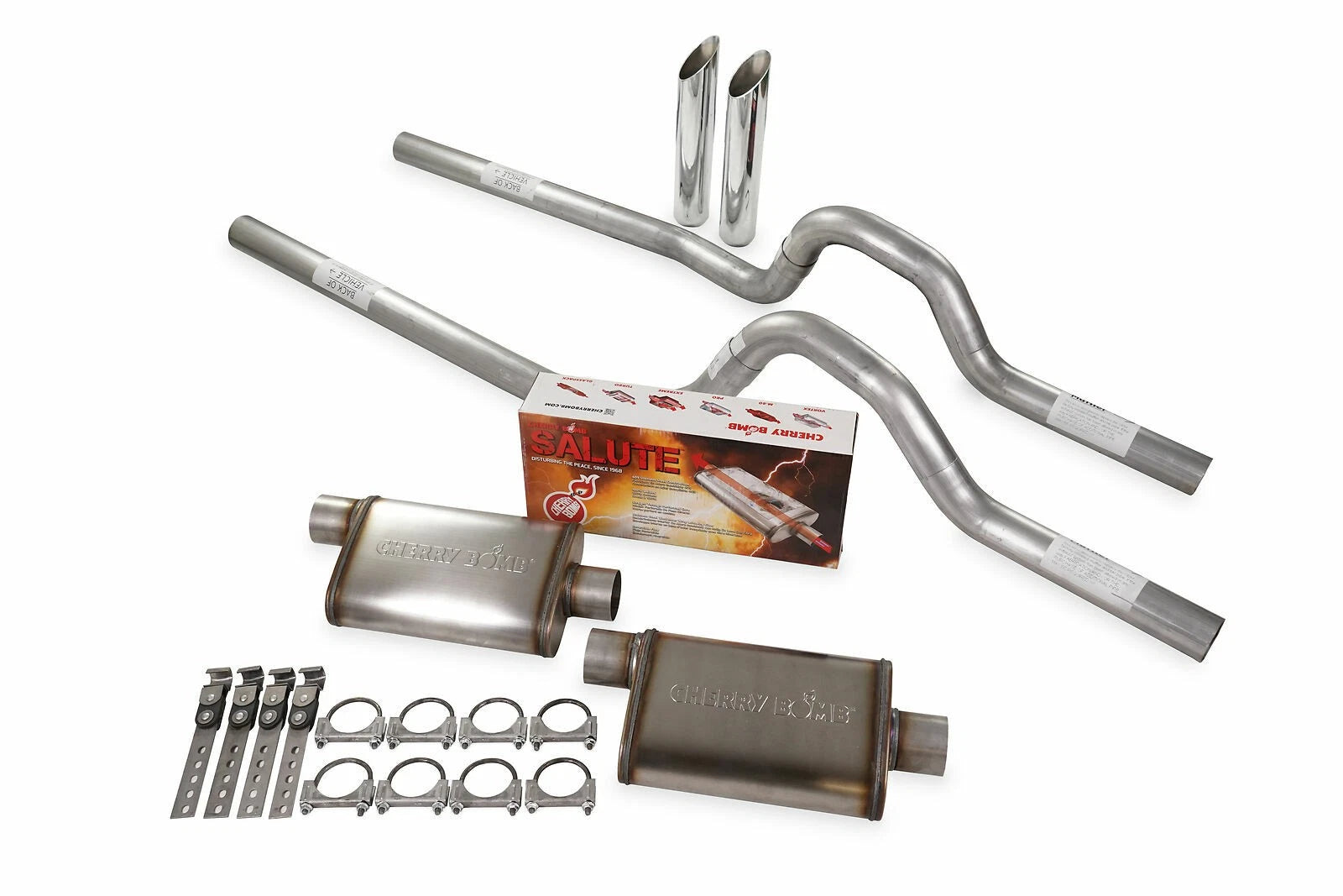 Dual Exhaust Kit 2.5" for GM C/K 10 1/2 Ton (1973–1980) Cherry Bomb Salute