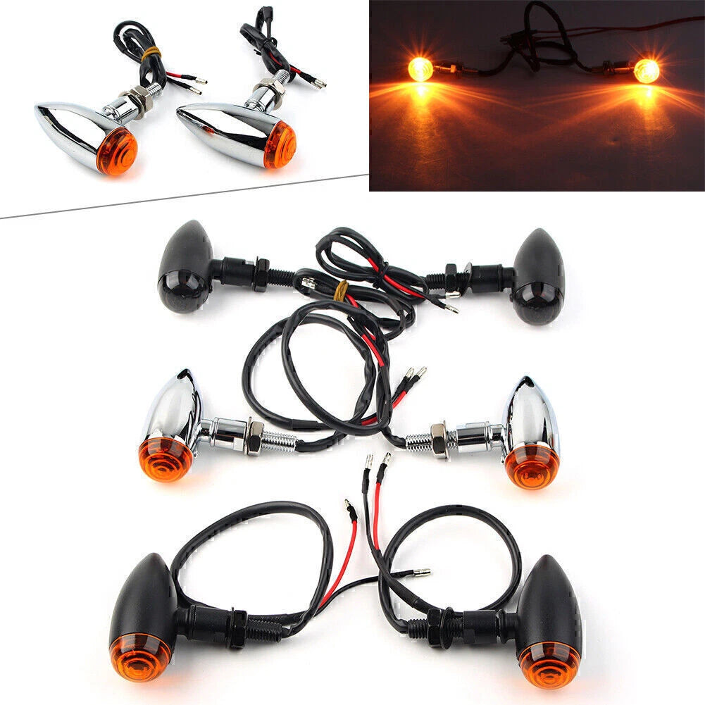 Amber LED Mini Turn Signal Lights for Cruiser Chopper (Custom)