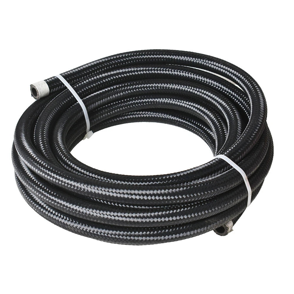 Set of 4 Braided Fuel Hose Lines 10AN 20FT Black Silver for Automotive Use