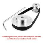 GT2 Timing Belt Closed Loop 200mm Pulley 20T & 60T for 3D Printer
