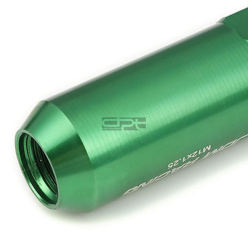 20x M12x1.25 Open End Green Hexagon Lug Nuts + Adapter for JDM Vehicles