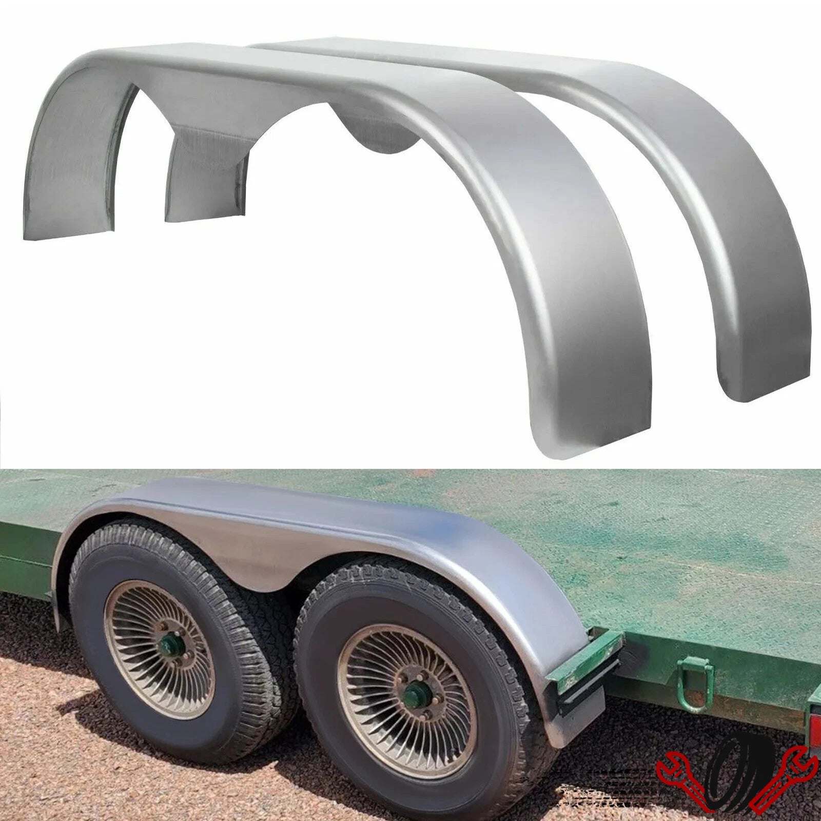 Set of 2 Tandem Trailer Fenders for Double Axle (13"–15") Teardrop Trailers