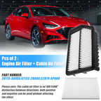 Set of 2 Engine and Cabin Air Filters for Kia Forte (2014–2020) 28113-3X000 97133-2H000