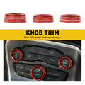 3pcs AC Radio Switch Trim Knob Ring Cover for Dodge Challenger/Charger (2015–2020) RED