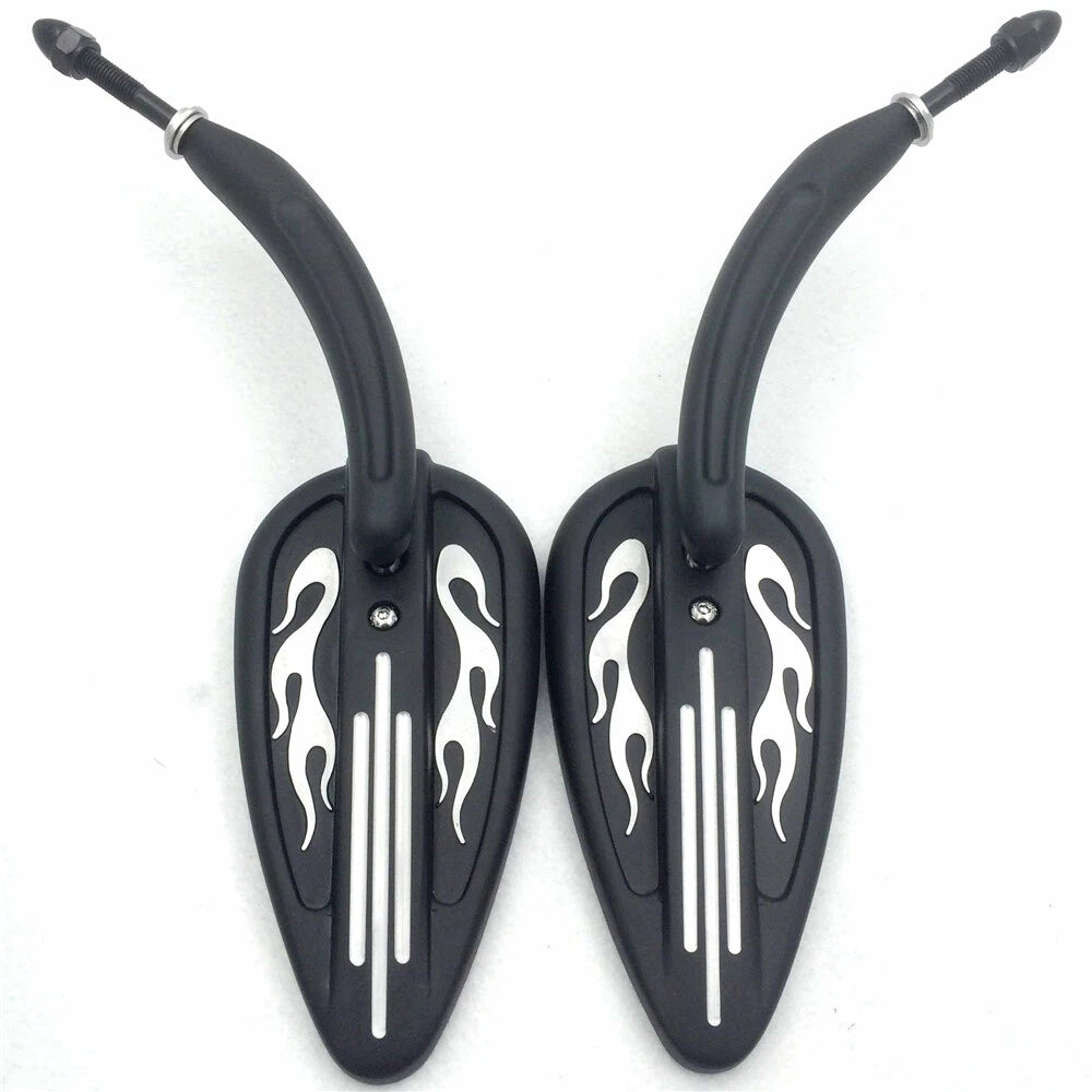 Black Teardrop Short Stem Mirrors for Harley Sportster 883