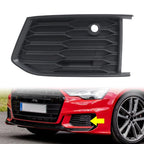 Left Front Bumper Fog Light Grille Cover Matte Black for Audi A6 S6 (2018–2024)