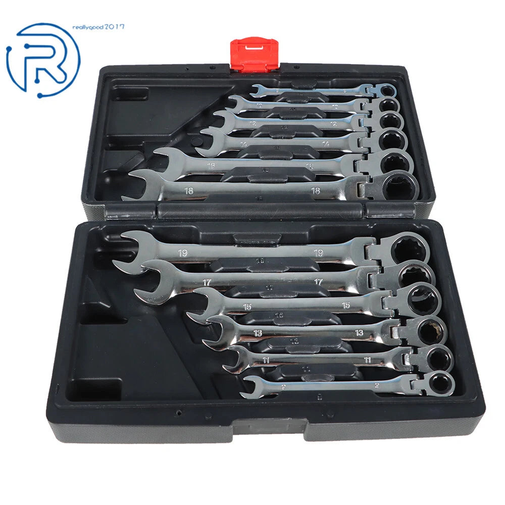Set of 12 Metric Flexible Head Ratcheting Wrenches for Various Models