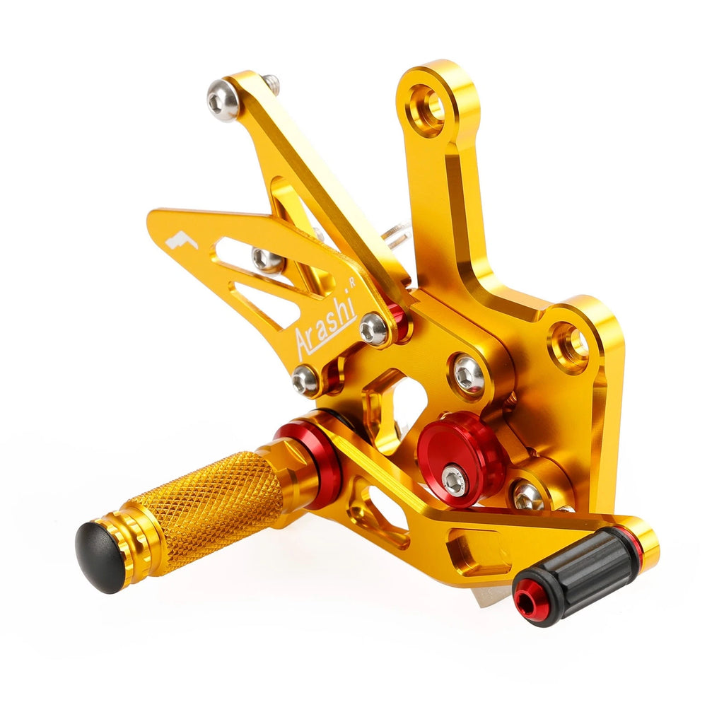 Adjustable Rearsets Foot Pegs for Kawasaki ZX4R ZX4RR (2022–2024) - Gold