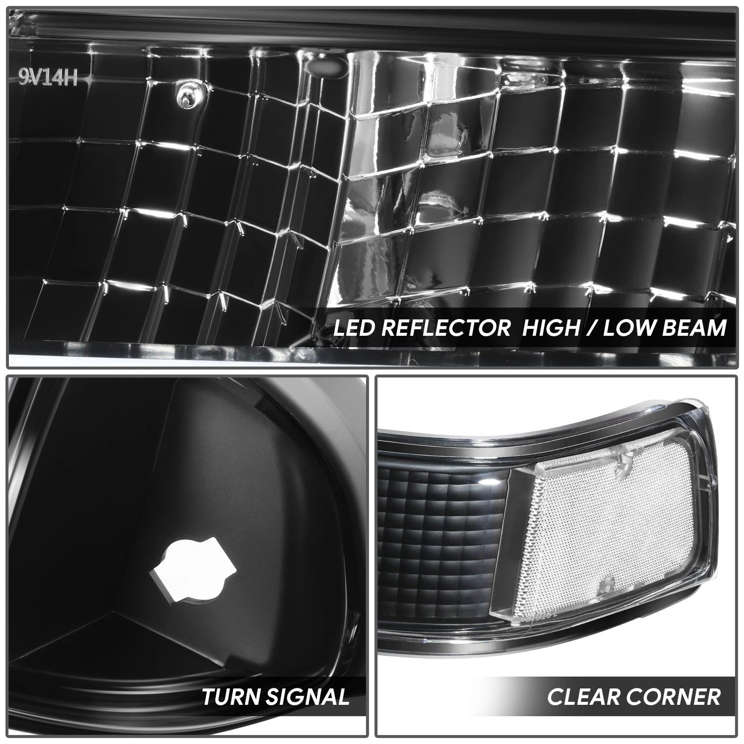 U-Shape LED DRL Switchback Headlights for Chevy Blazer/S10 (1998–2004)