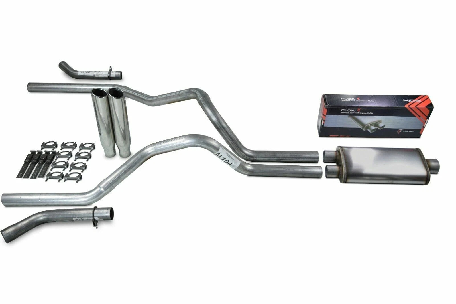 2.5" Dual Exhaust Kit for Ford F150 (2021–2025) - Flow II, Clamp On Tips, Corner Exit