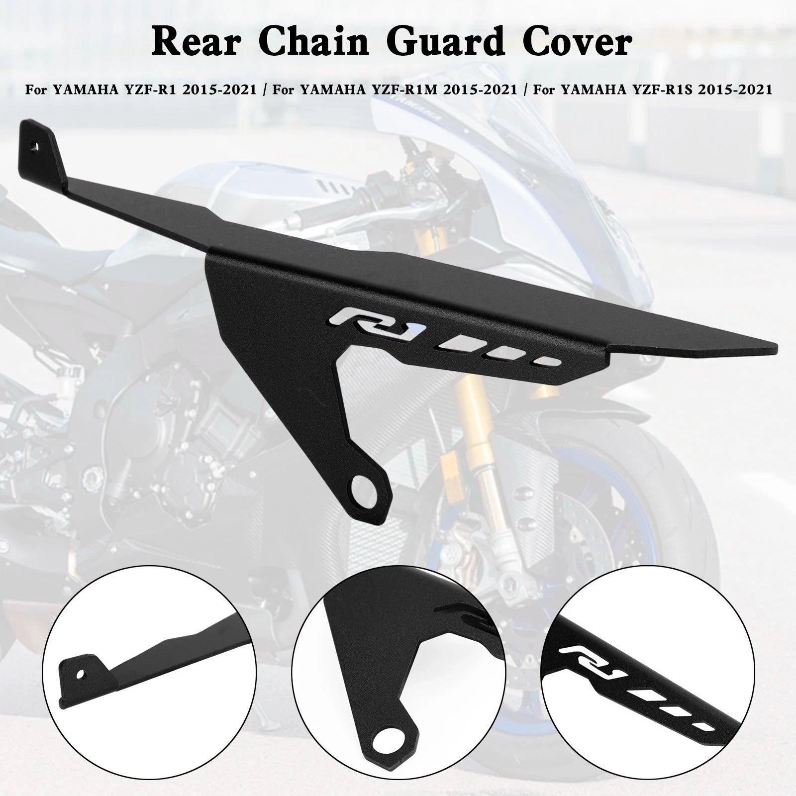 Rear Sprocket Chain Guard Cover for Yamaha YZF R1 R1M R1S (2015–2021) Black