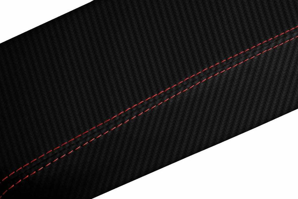 Carbon Fiber Console Lid Armrest Cover for Dodge Charger (2008–2010) Red Stitch