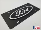 Tactical Metal Vanity License Plate Blacked Out Ford Emblem for F150 (2004–2020)