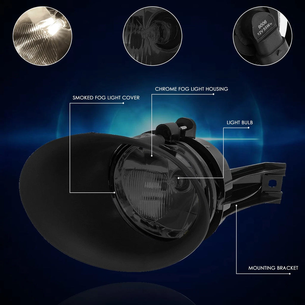 Smoked Lens Fog Lights with Bezel & Switch for Dodge Ram Pickup (2002–2009)