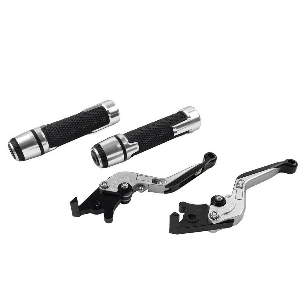 Set of 2 Silver Extendable Brake Clutch Lever Handlebar Grips for Yamaha YZF R1 (2009–2014)