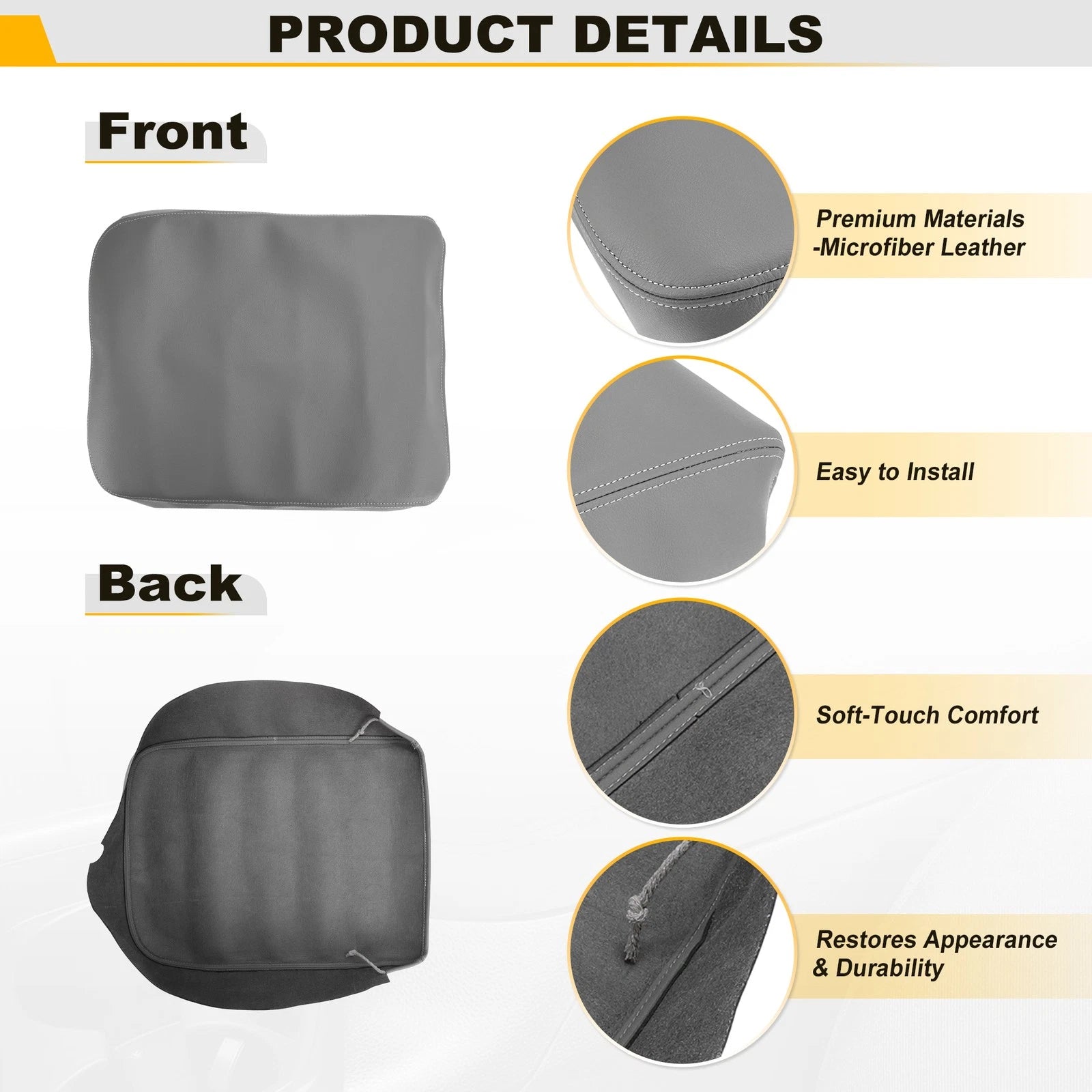 Console Lid Armrest Cover for Dodge RAM 1500 2500 3500 (2002–2008) Gray Leather