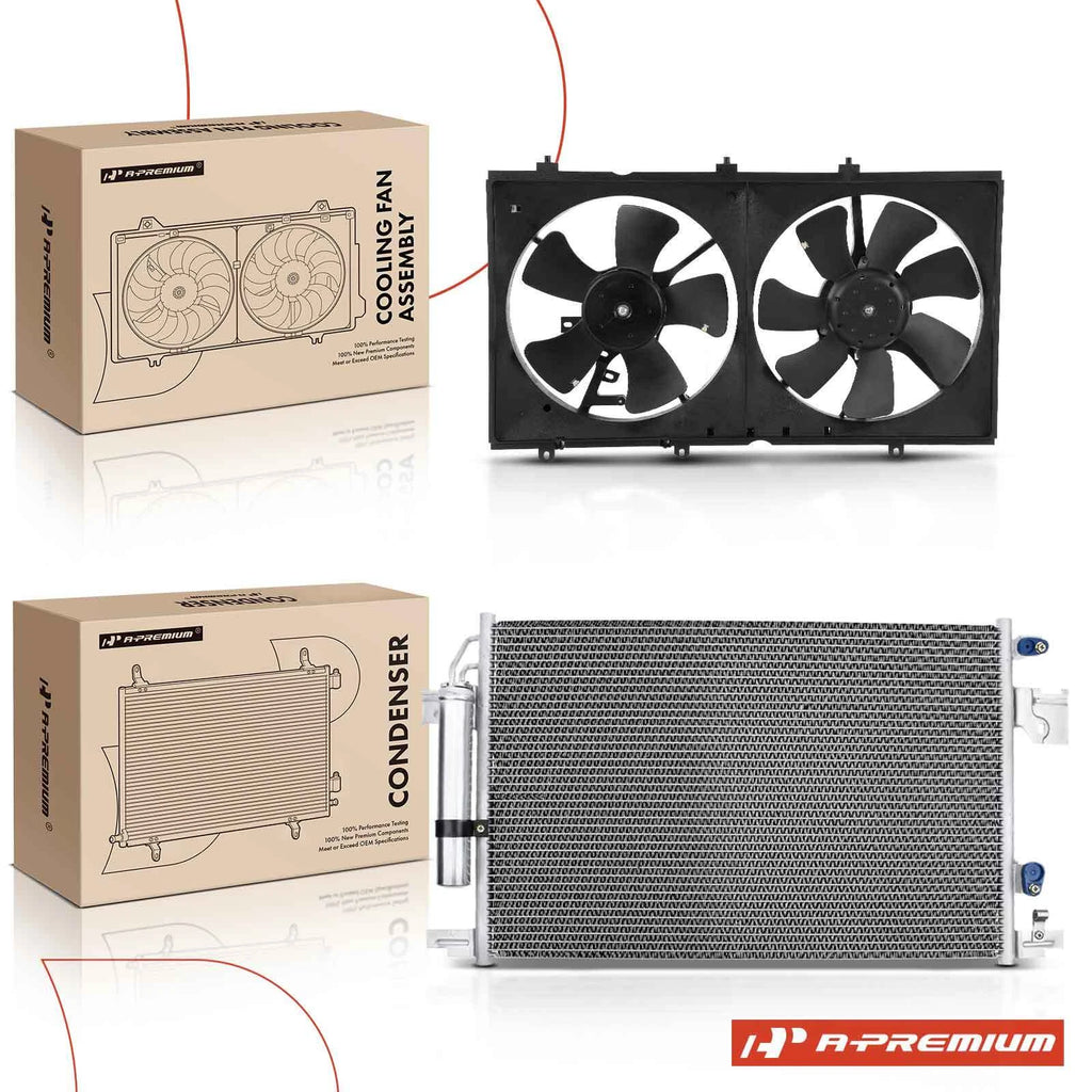 A/C Condenser and Dual Cooling Fan Kit for Mitsubishi Lancer (2008–2015)