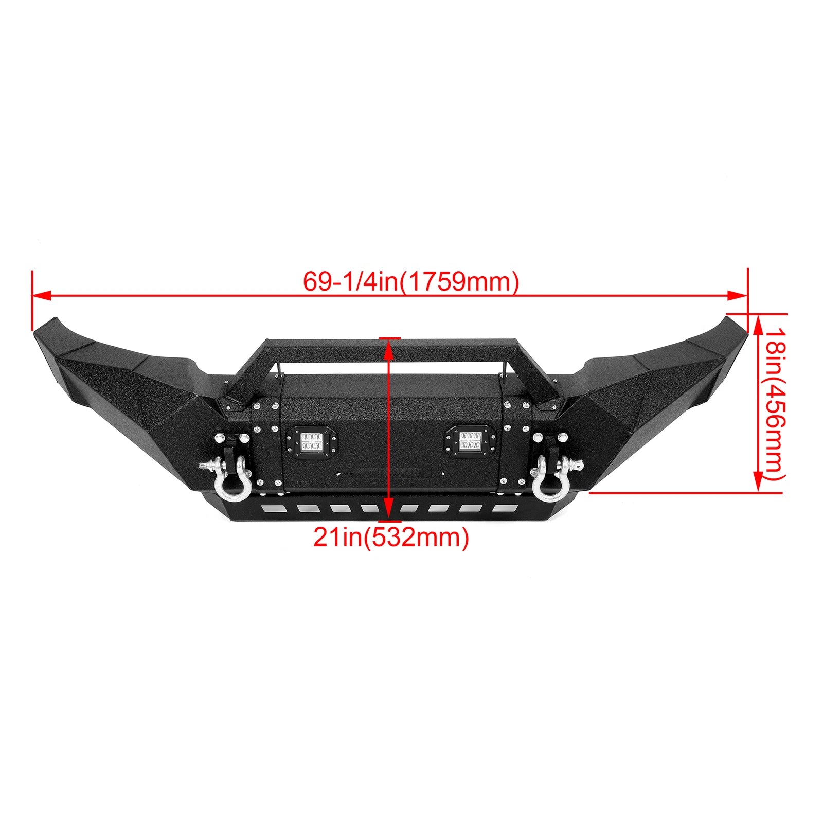 Front Bumper for Toyota Tacoma (2005–2015) w/Winch Plate, D-Rings, LED