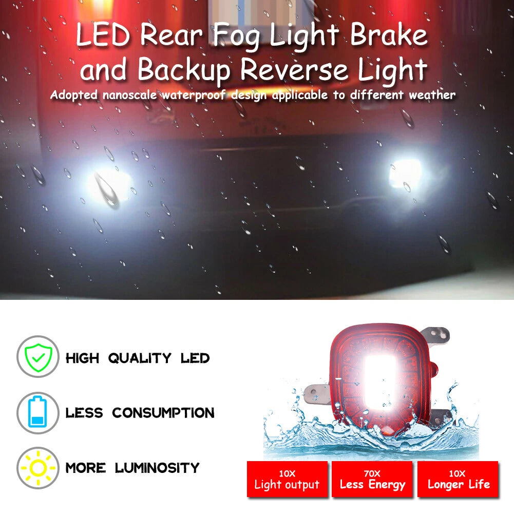 3D LED Rear Bumper Reflectors for Jeep Renegade (2015–2022)