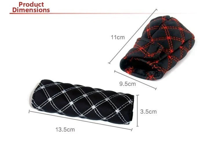2 x Gear Shift And Handbrake Cover Set Red Wine Cloth for Manual Cars