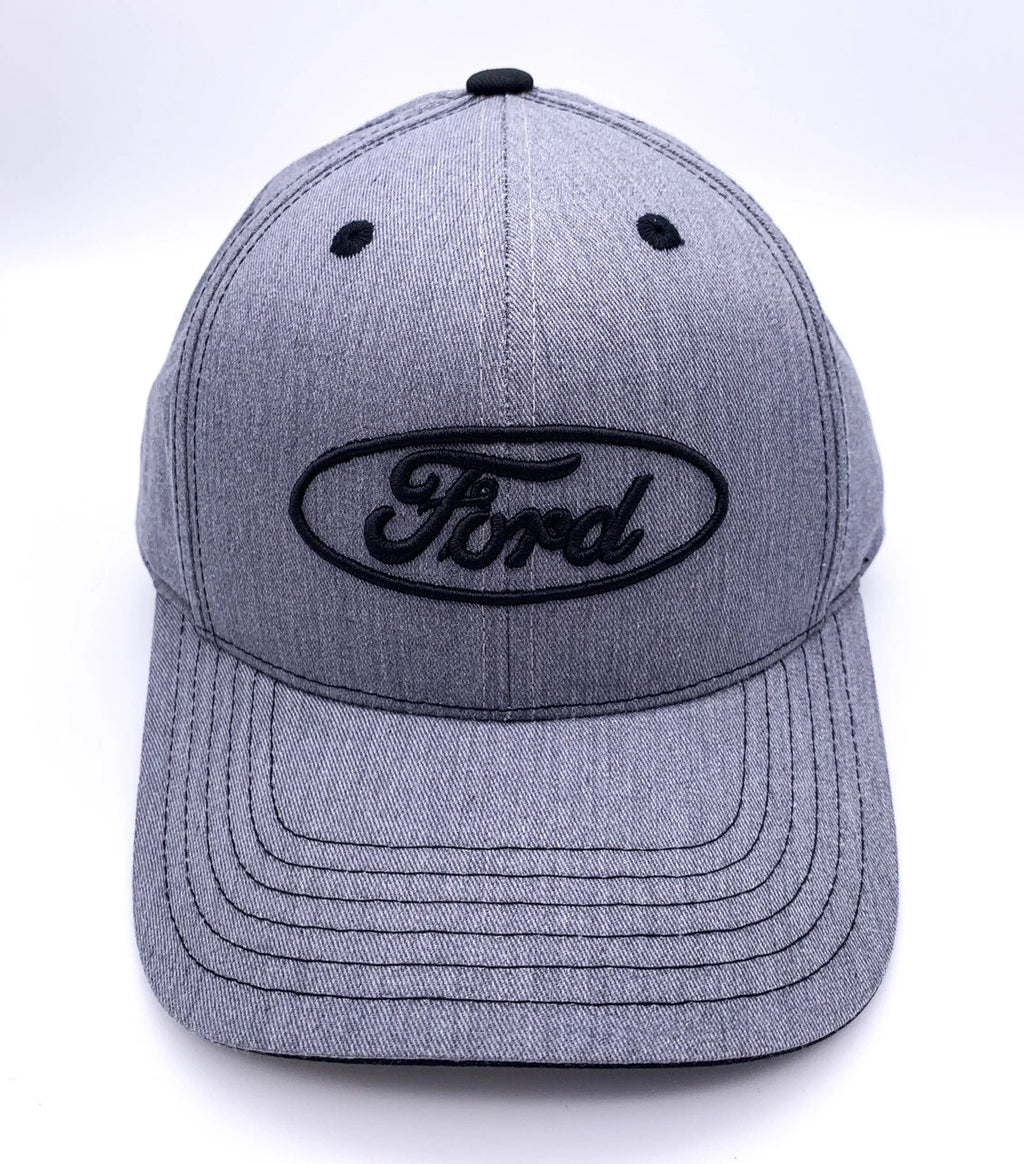 Licensed Ford Oval Logo Hat Gray Heather Twill for Ford Vehicles (Universal)