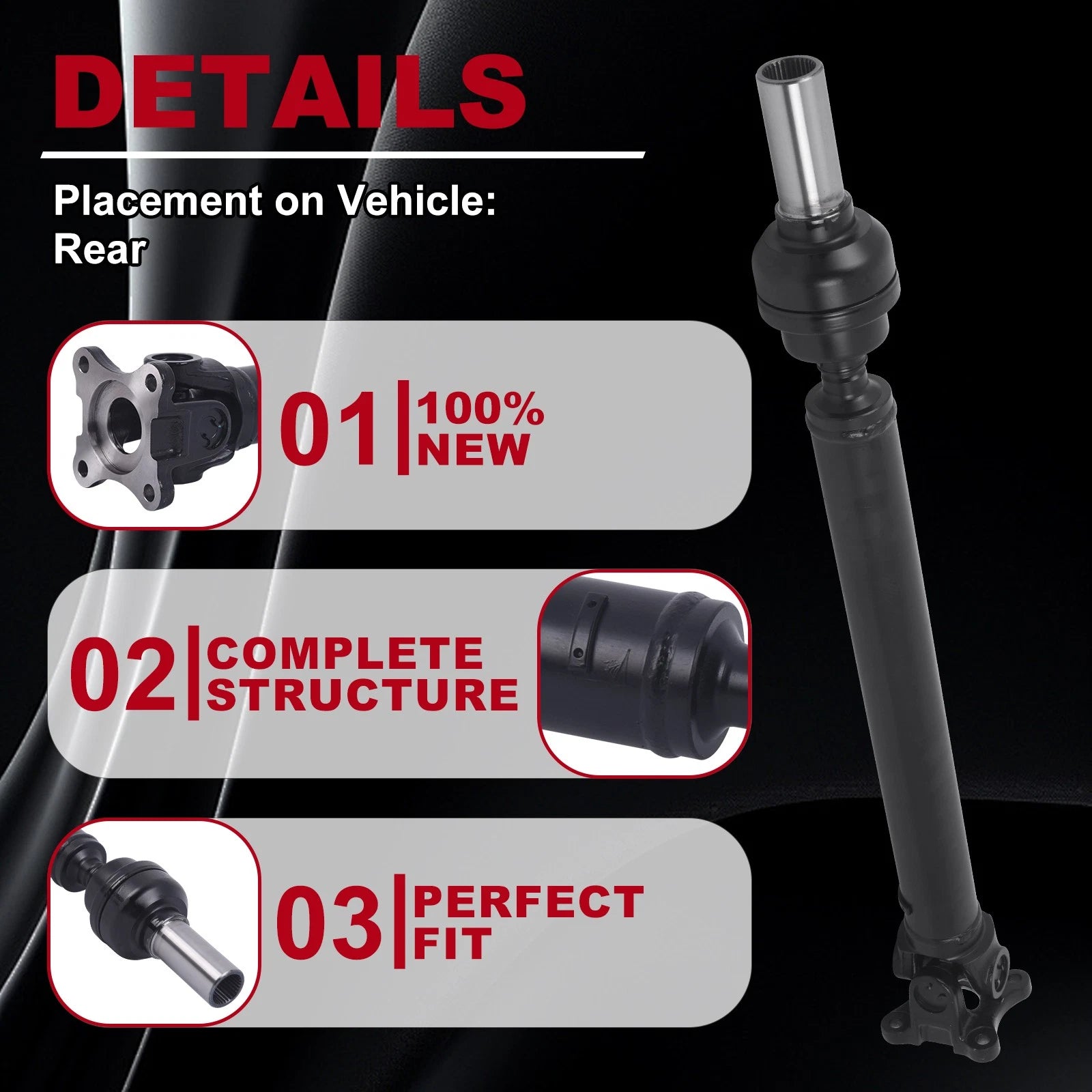 Front Driveshaft Prop Shaft Assembly for Ram 1500 (2012-2017) 4WD