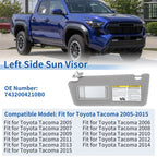 Left Sun Visor for Toyota Tacoma (2005–2015) Gray w/ Vanity Mirror & Light