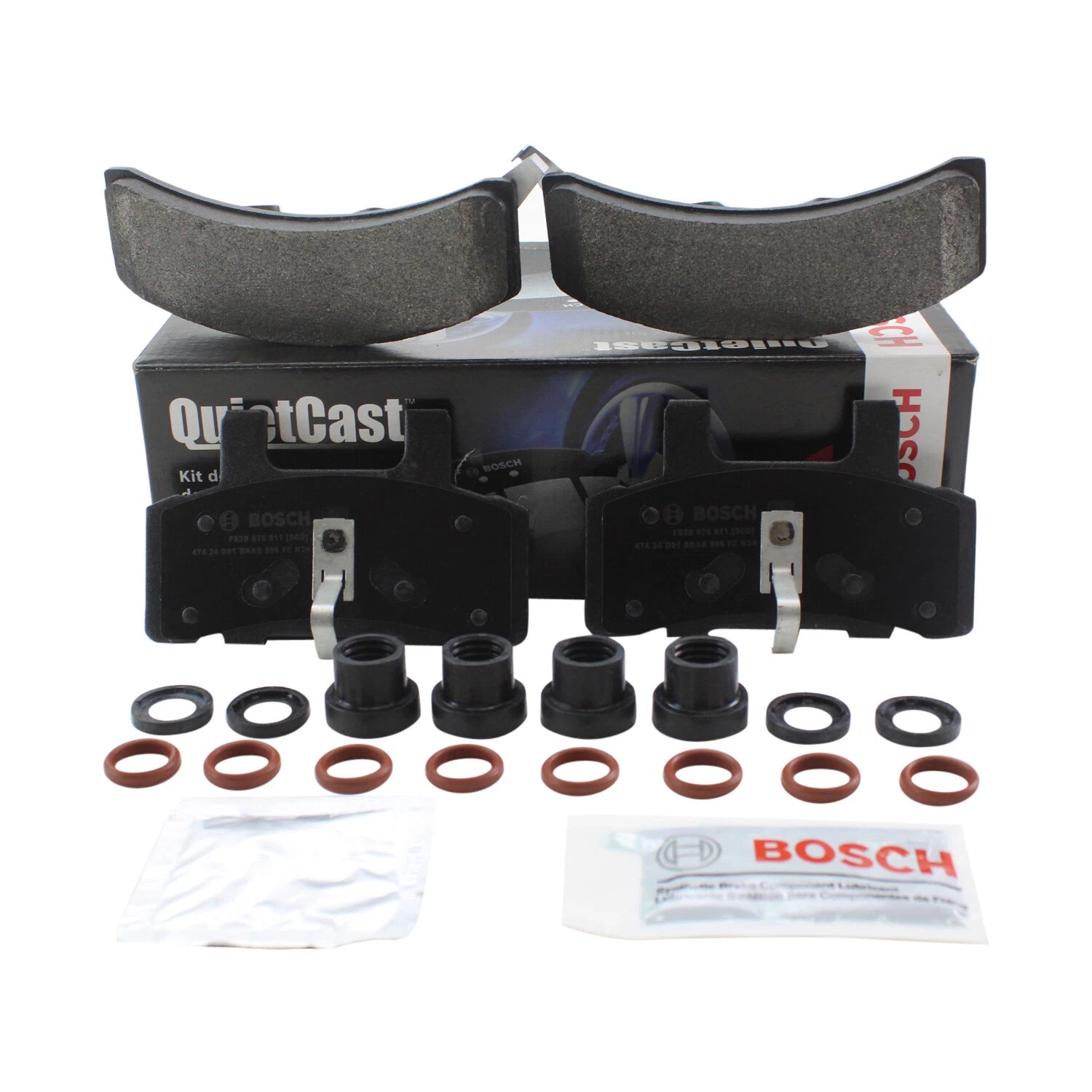 Set of 4 Bosch QuietCast Front Semi-Metallic Brake Pads for Cadillac Chevy Dodge GMC