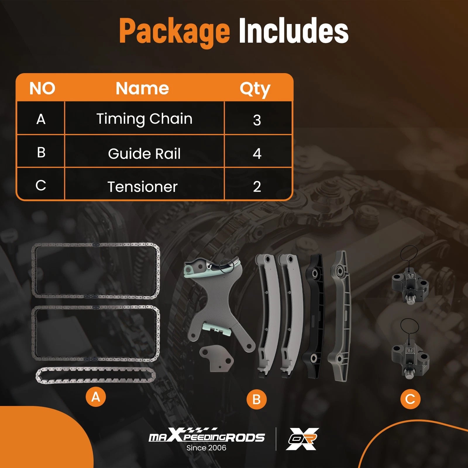 Timing Chain Kit with Tensioner for Dodge Dakota Ram Nitro Jeep Liberty (2002–2011)